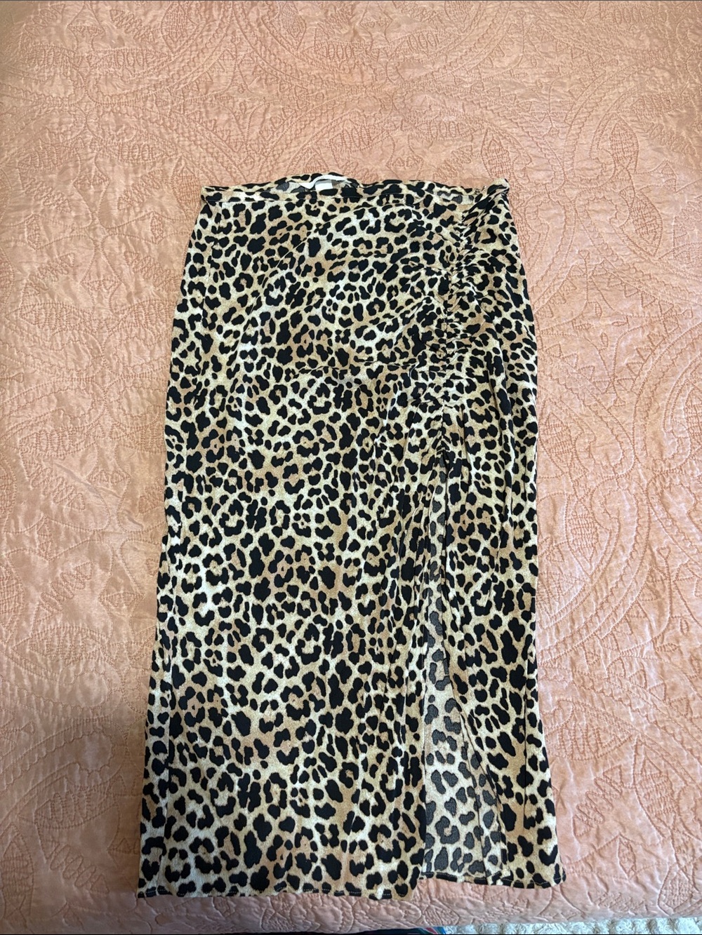 Leopard Print Midi Skirt - Tan and Black